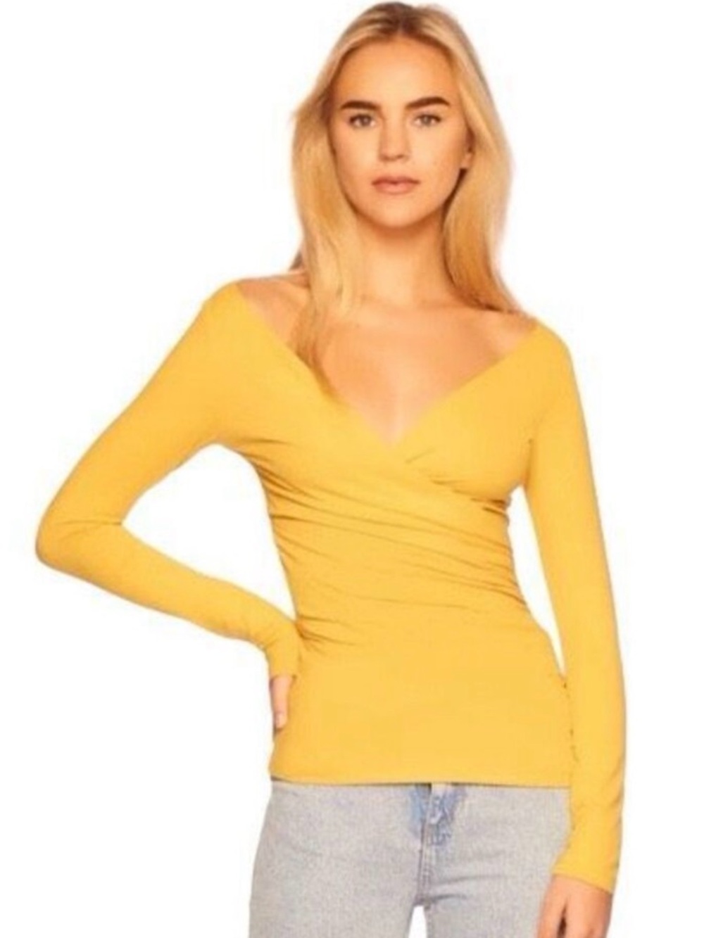 Susana Monaco long sleeve faux wrap top